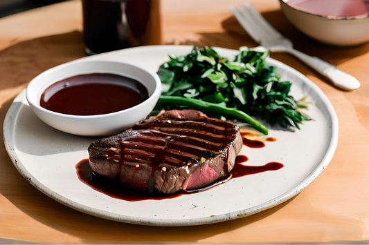Lujosa salsa de Bordelaise con vino tinto y médula ósea