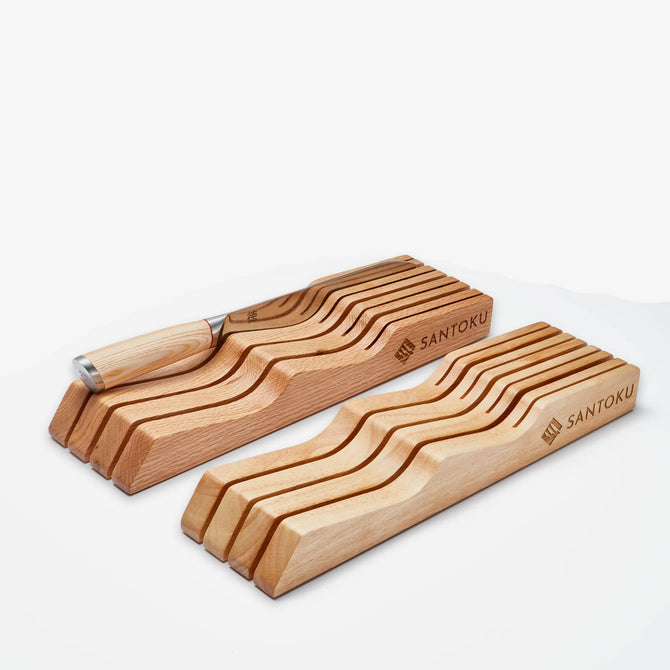 Cajón para cuchillos de cocina | Organizador de madera de mesa