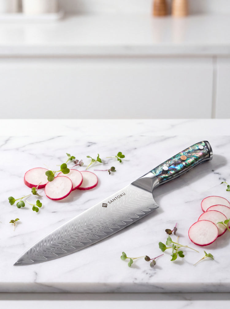 Μαχαίρι σεφ Haruta 8 ιντσών VG10 Ιαπωνικό Damascus Steel Gyuto Chef με ξύλινη λαβή και θήκη