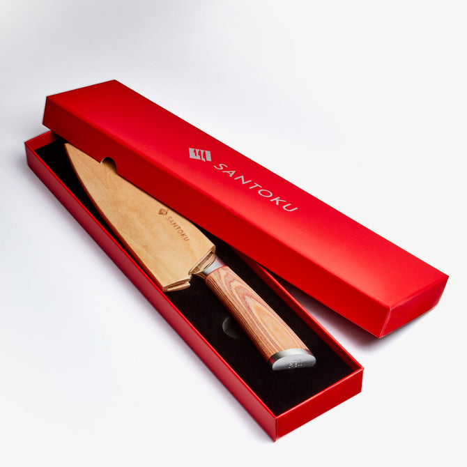 Haruta 7 İnç VG10 Ahşap Saplı ve Kınlı Japon Şam Çelik Santoku Bıçağı