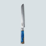 Cuchillo Aiko de Acero Damasco Azul con Mango de Resina de Color Azul