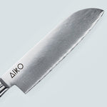 Cuchillo Aiko de acero damasco negro con mango de resina de color negro